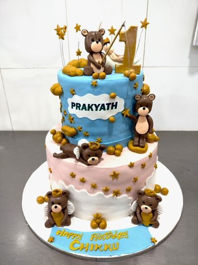 Teddy Bear Cake with Stars